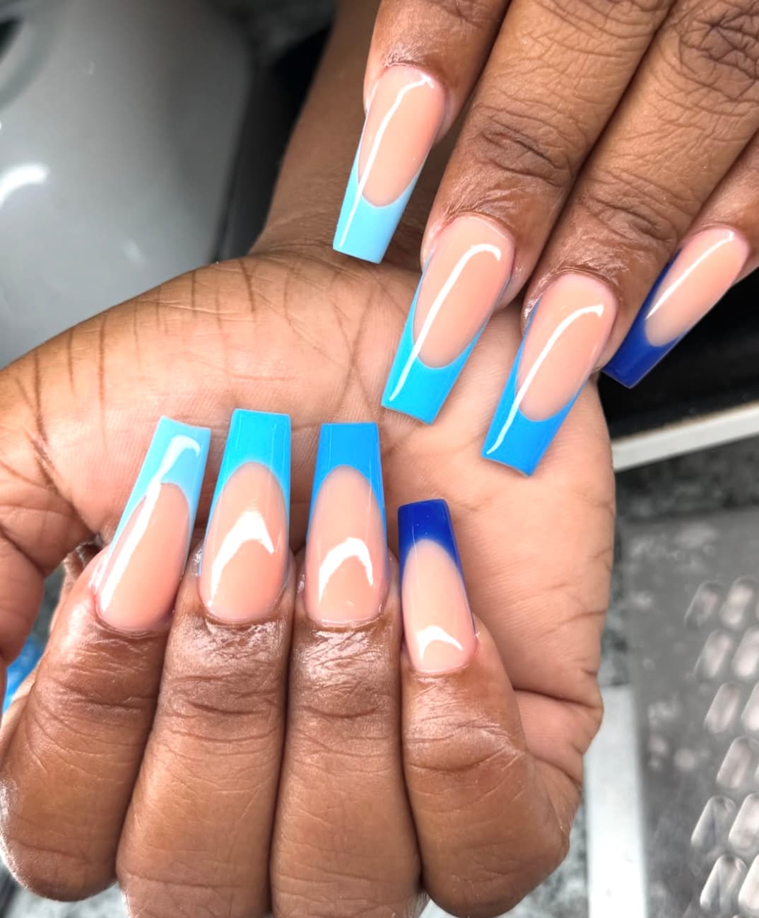 Baby blue French tip nail set
